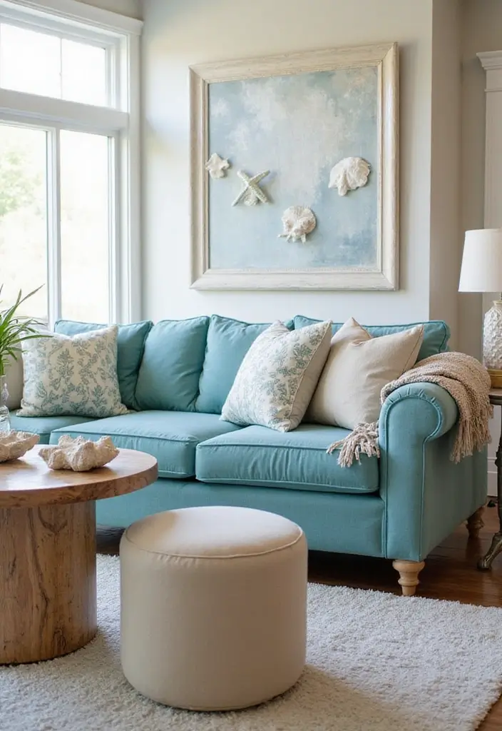26 Teal and Beige Living Room Ideas That Feel Balanced and Warm - 1. Nautical Teal Inspiration