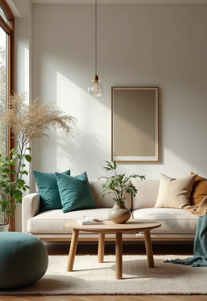 26 Teal and Beige Living Room Ideas That Feel Balanced and Warm - 22. Blend with Warm Neutrals