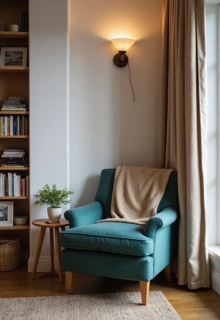 26 Teal and Beige Living Room Ideas That Feel Balanced and Warm - 7. Cozy Corner Nooks