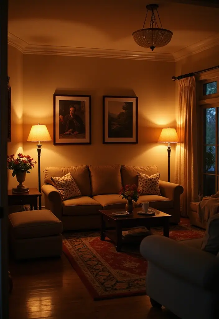 27 Black Aesthetic Living Room Ideas That Feel Bold and Minimal - 10. Layered Lighting Techniques