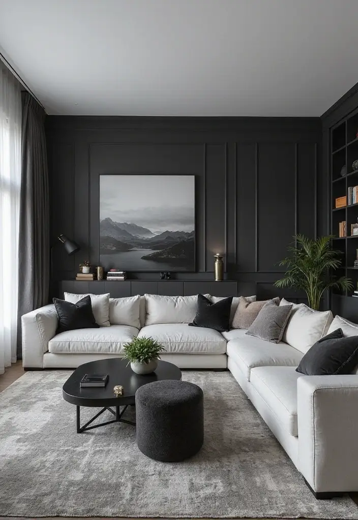 27 Black Aesthetic Living Room Ideas That Feel Bold and Minimal - 12. Monochromatic Decor