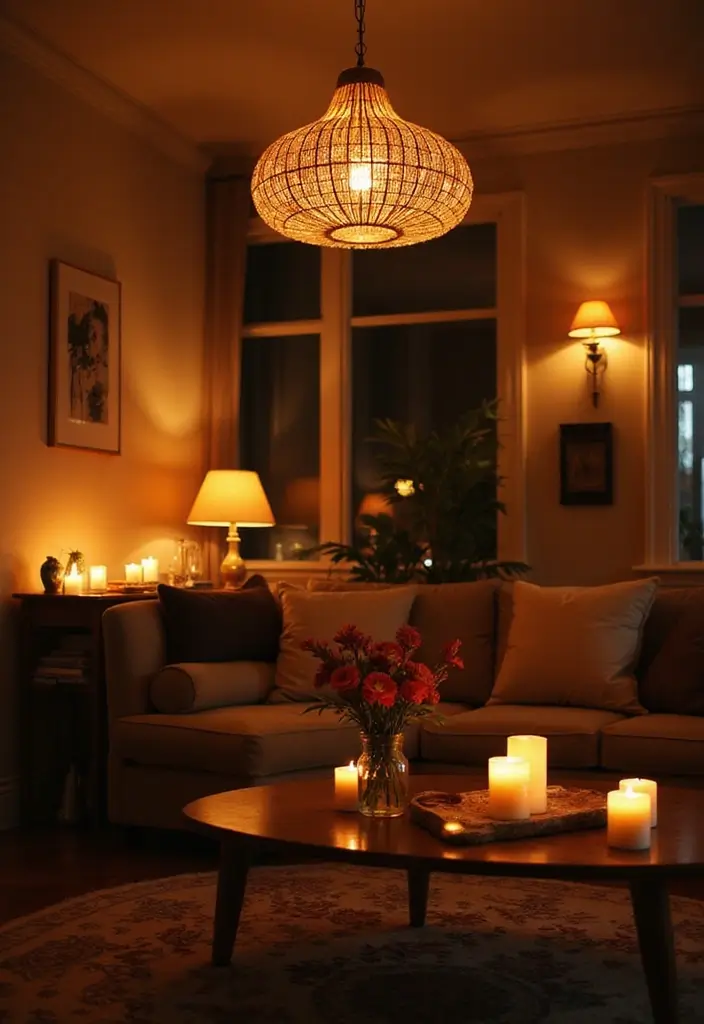 27 Black Aesthetic Living Room Ideas That Feel Bold and Minimal - 26. Warm Lighting Ideas