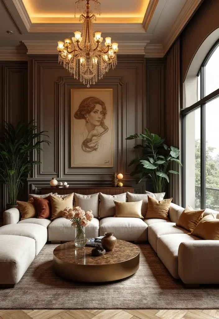 27 Black Aesthetic Living Room Ideas That Feel Bold and Minimal - 3. Art Deco Touches