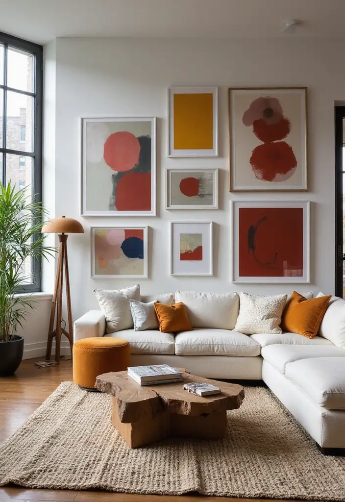 27 Black Aesthetic Living Room Ideas That Feel Bold and Minimal - 5. Bold Artwork Displays
