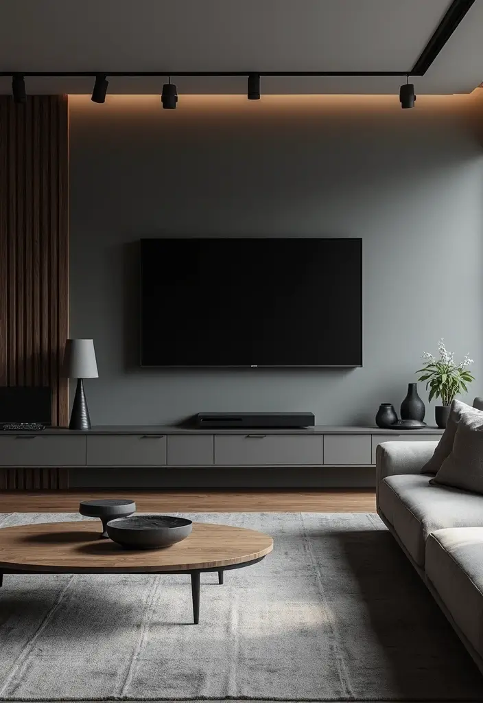27 Black Aesthetic Living Room Ideas That Feel Bold and Minimal - 8. Integrated Technology