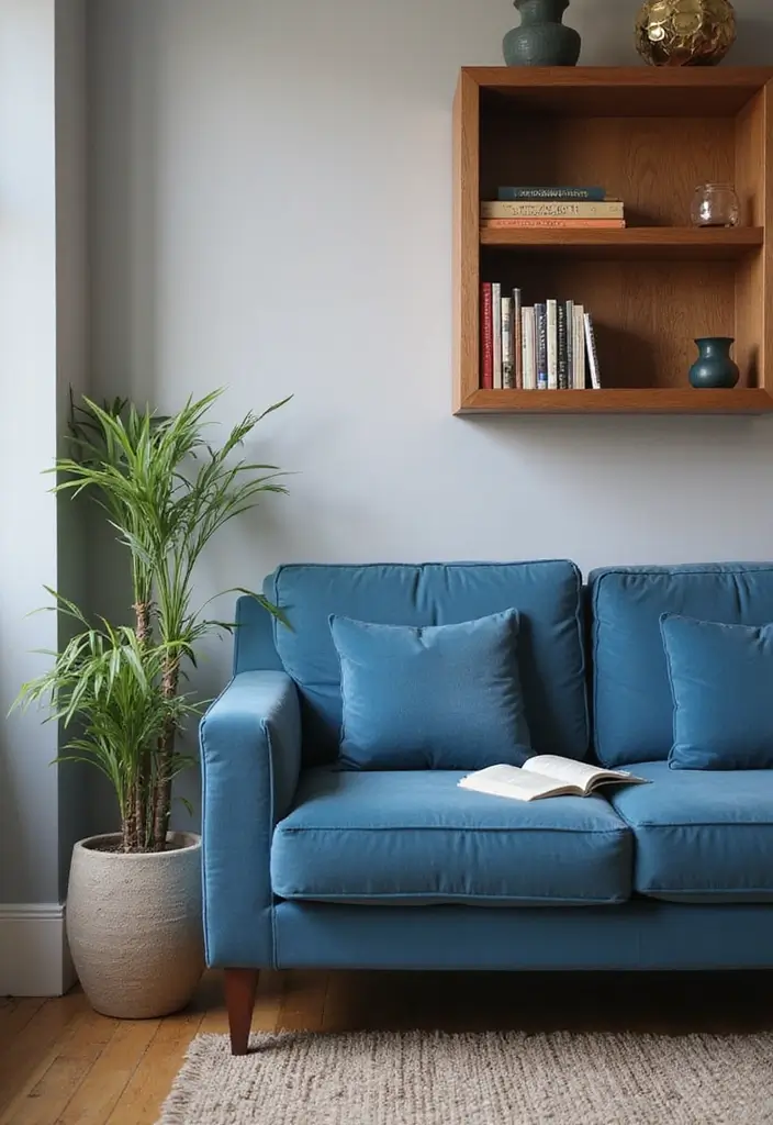 27 Blue Sofa Living Room Ideas That Feel Cool and Relaxed - 18. Cozy Nooks