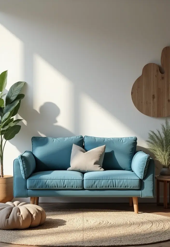 27 Blue Sofa Living Room Ideas That Feel Cool and Relaxed - 24. Soft Corners