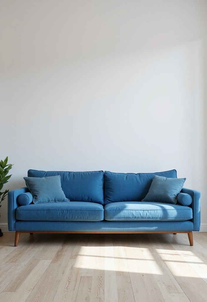 27 Blue Sofa Living Room Ideas That Feel Cool and Relaxed - 27. Embrace Simplicity