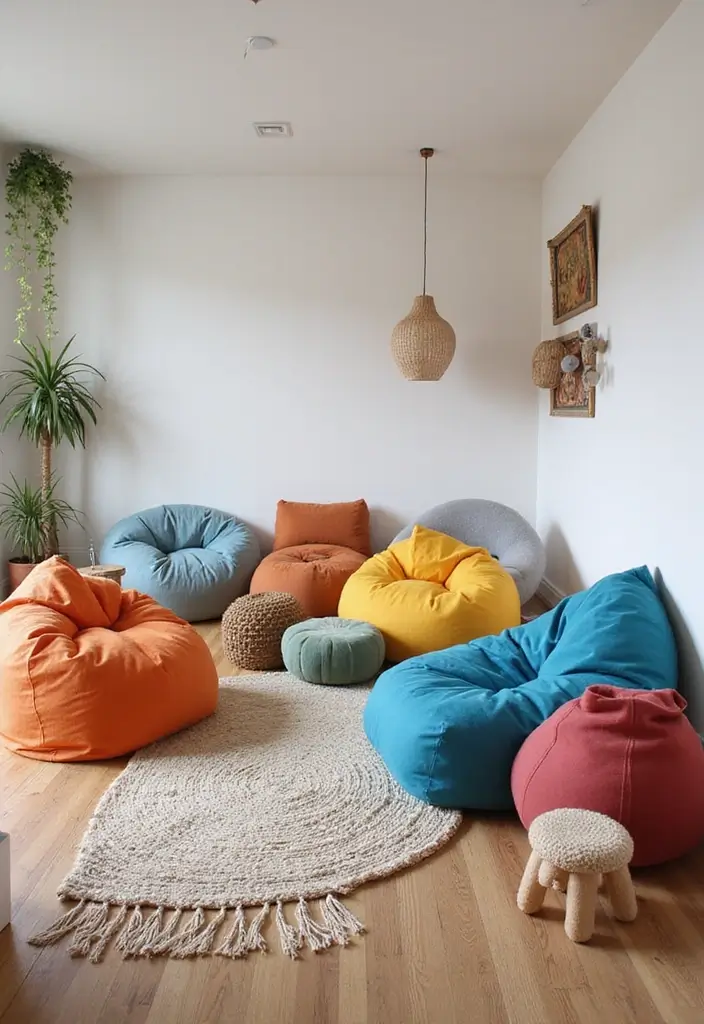 27 Kid-Friendly Living Room Decor Ideas That Balance Style and Function - 1. Eco-Friendly Bean Bag Chairs