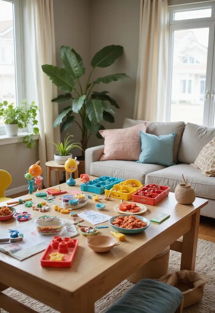 27 Kid-Friendly Living Room Decor Ideas That Balance Style and Function - 14. Interactive Play Tables