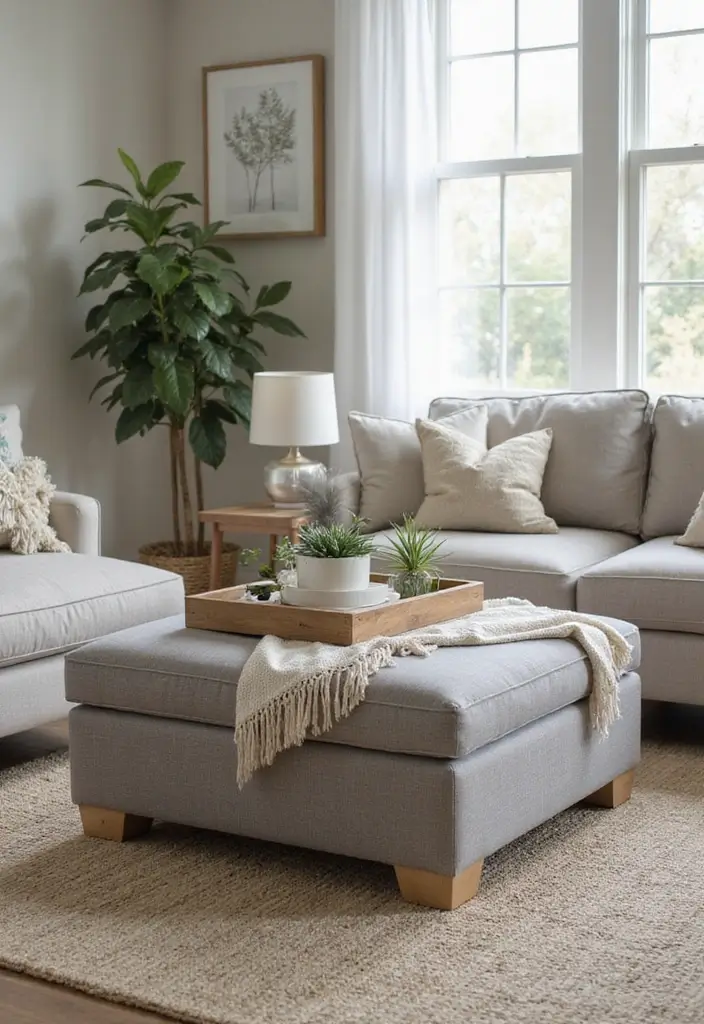 27 Kid-Friendly Living Room Decor Ideas That Balance Style and Function - 2. Multi-Functional Ottoman