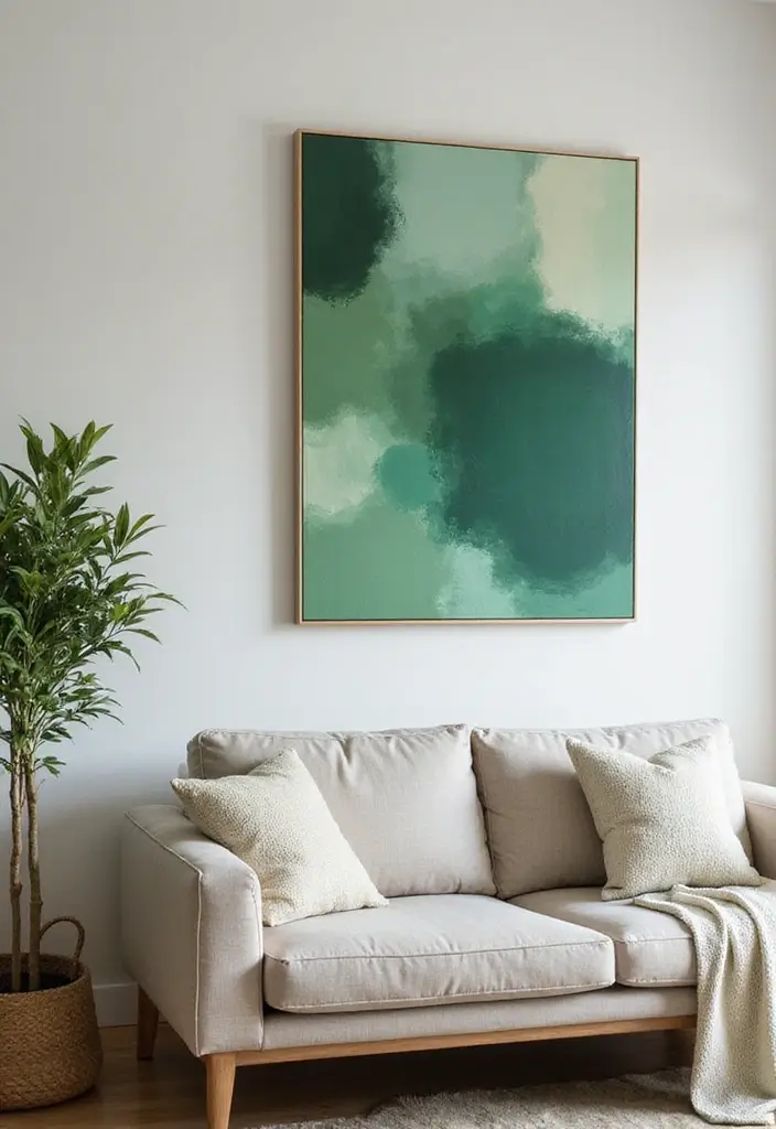 27 Light Green Living Room Ideas That Feel Fresh and Serene - 10. DIY Light Green Wall Art