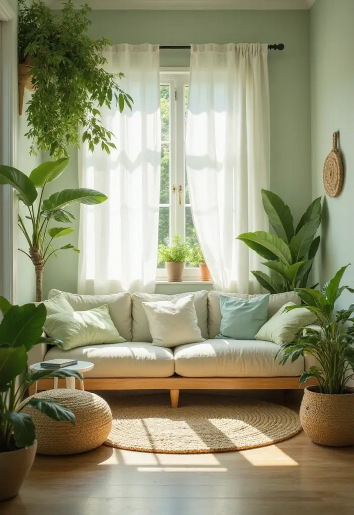 27 Light Green Living Room Ideas That Feel Fresh and Serene - 27. Calming Soundscapes