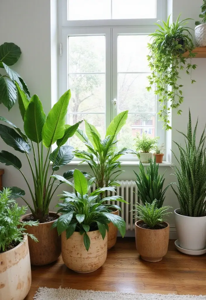 27 Light Green Living Room Ideas That Feel Fresh and Serene - 3. Greenery and Natural Elements