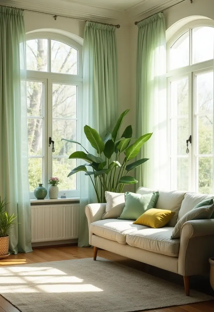 27 Light Green Living Room Ideas That Feel Fresh and Serene - 9. Natural Light Maximization