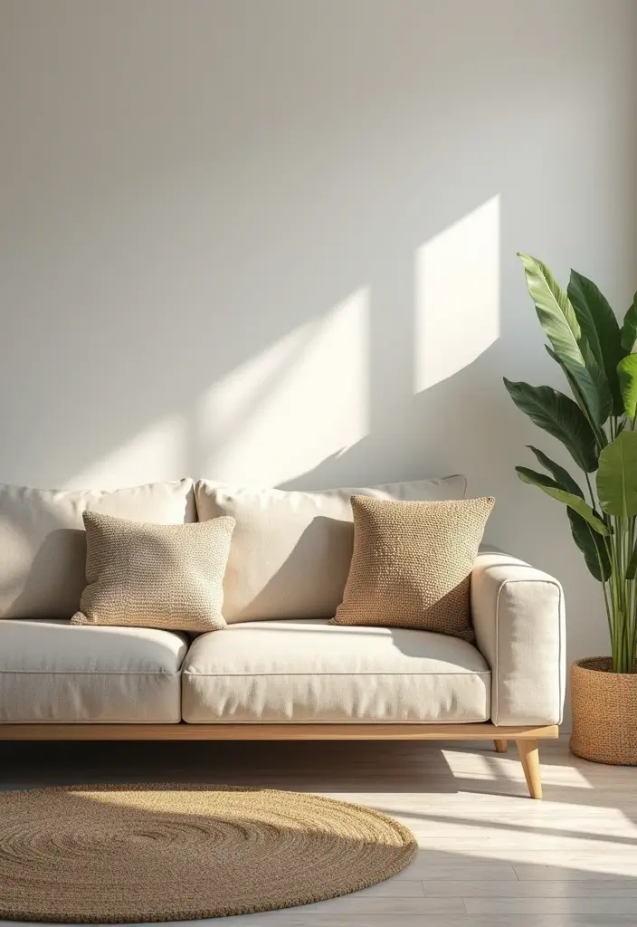 27 Living Room Neutral Ideas That Feel Calm and Timeless - 1. Soft Beige Sofa