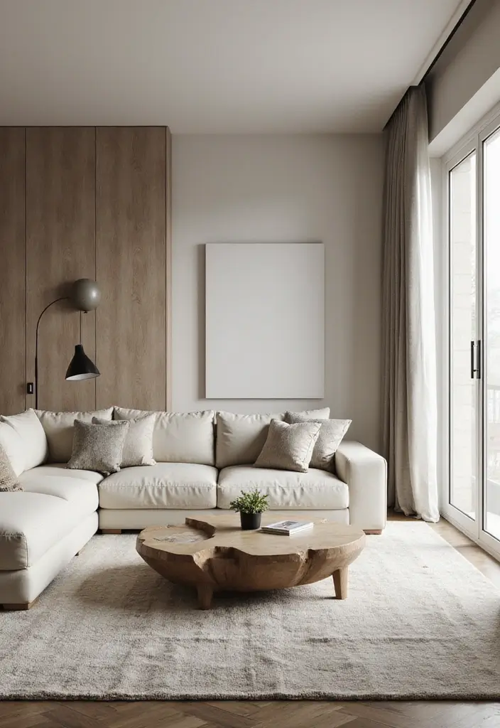 27 Living Room Neutral Ideas That Feel Calm and Timeless - 10. Sculptural Furniture