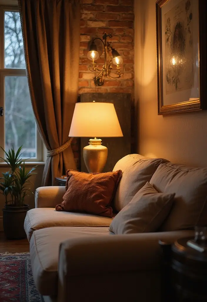 27 Living Room Neutral Ideas That Feel Calm and Timeless - 11. Soft Lighting Fixtures