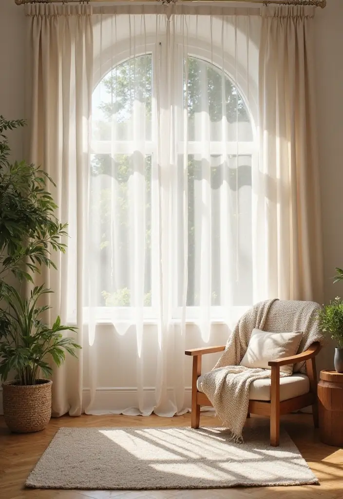 27 Living Room Neutral Ideas That Feel Calm and Timeless - 14. Flowing Curtains