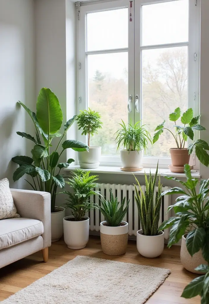27 Living Room Neutral Ideas That Feel Calm and Timeless - 15. Indoor Plants