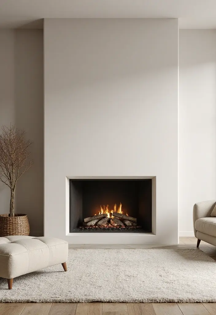 27 Living Room Neutral Ideas That Feel Calm and Timeless - 16. Neutral Fireplace