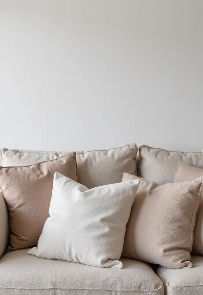 27 Living Room Neutral Ideas That Feel Calm and Timeless - 17. Soft, Minimalist Cushions