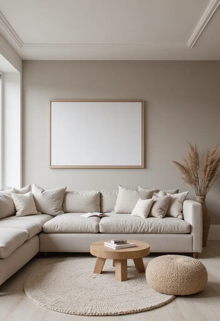 27 Living Room Neutral Ideas That Feel Calm and Timeless - 2. Neutral Color Palette on Walls