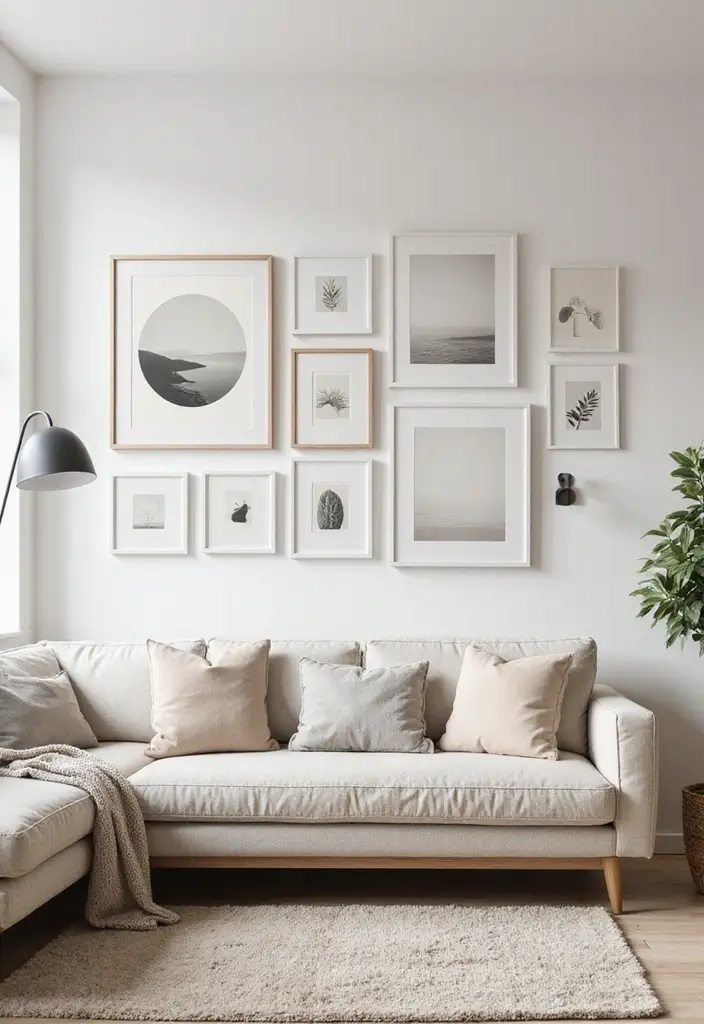 27 Living Room Neutral Ideas That Feel Calm and Timeless - 4. Minimalist Art