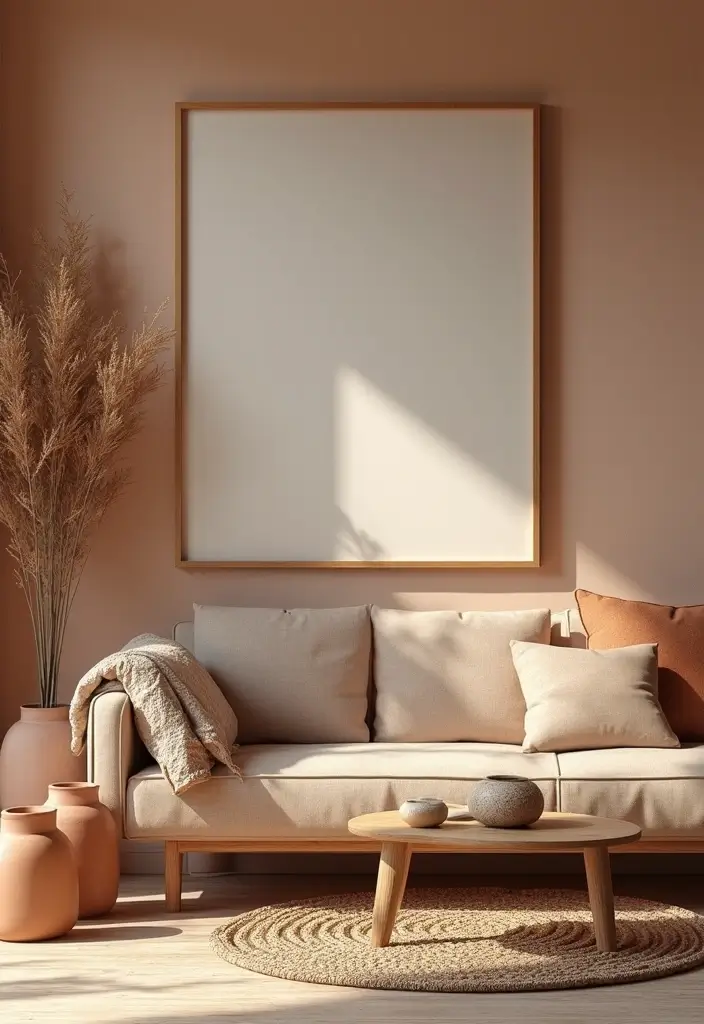 27 Living Room Neutral Ideas That Feel Calm and Timeless - 6. Earthy Accessories