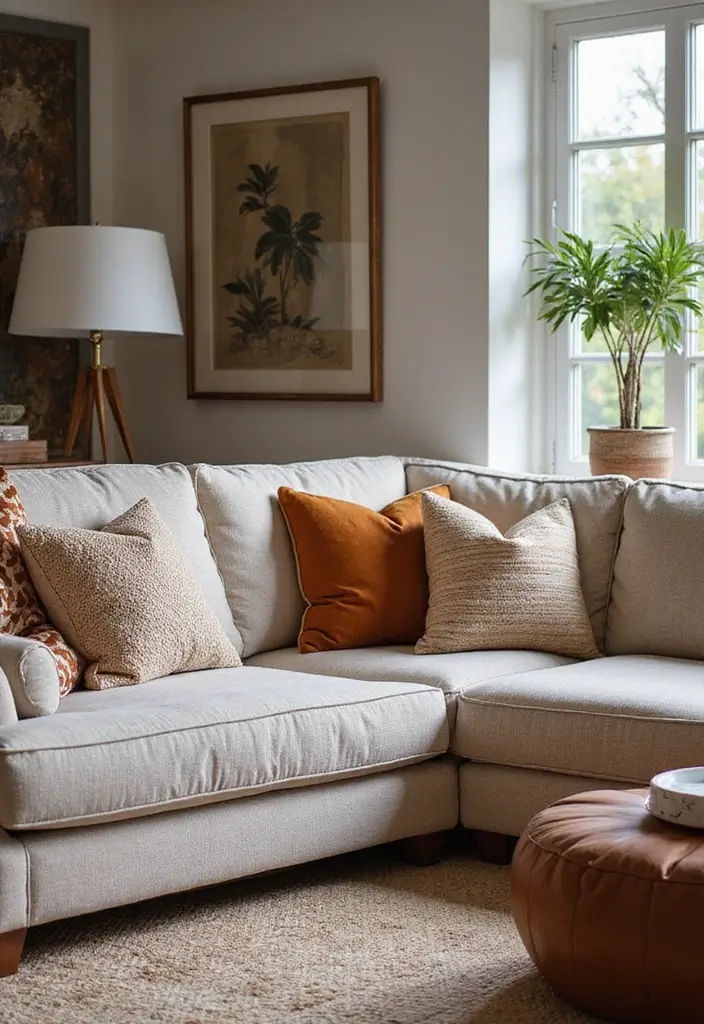 27 Living Room Neutral Ideas That Feel Calm and Timeless - 9. Montaged Textures