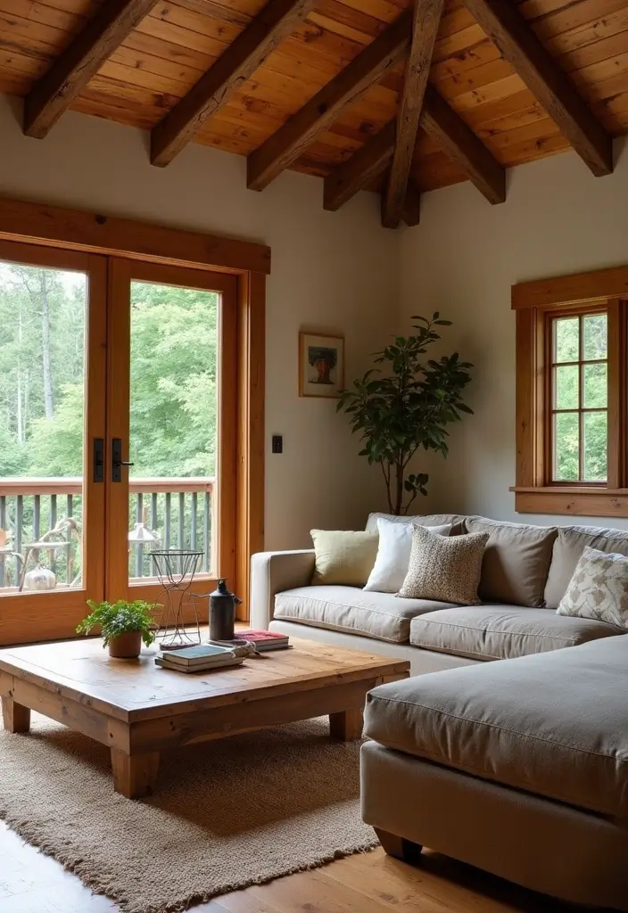 27 Living Room Sitting Area Ideas That Create a Cozy Conversation Space - 10. Rustic Charm with Wood Elements