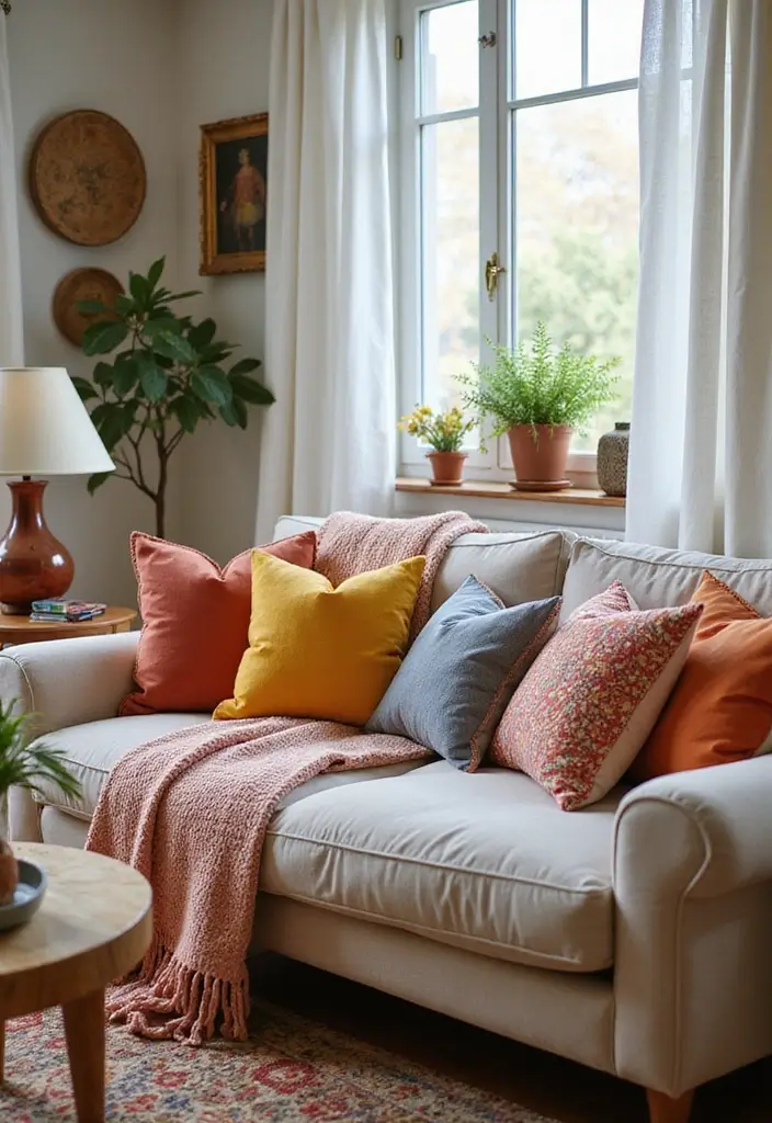 27 Living Room Sitting Area Ideas That Create a Cozy Conversation Space - 14. Warm and Inviting Accents