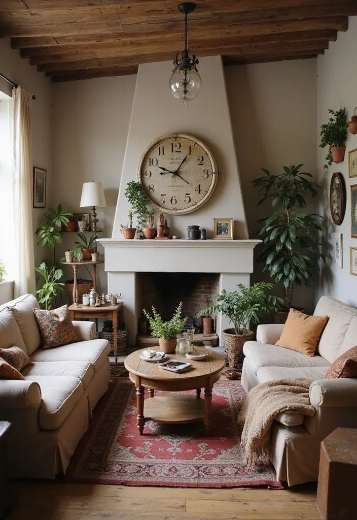 27 Living Room Sitting Area Ideas That Create a Cozy Conversation Space - 19. Unique Vintage Finds