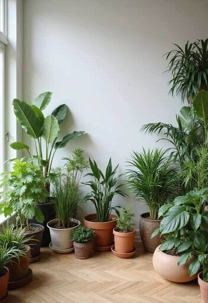 27 Living Room Sitting Area Ideas That Create a Cozy Conversation Space - 9. Greenery for a Fresh Feel