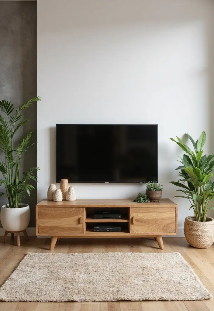 27 Living Room TV Unit Designs That Look Clean and Organized - 15. Nature-Inspired Designs