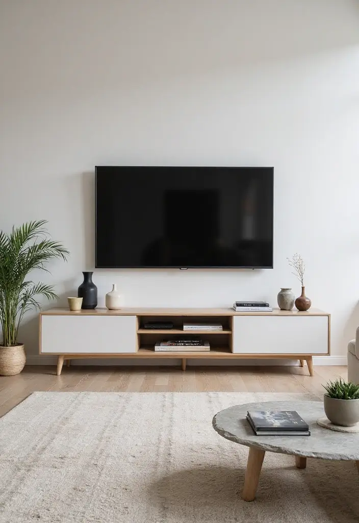 27 Living Room TV Unit Designs That Look Clean and Organized - 18. Low-profile Designs