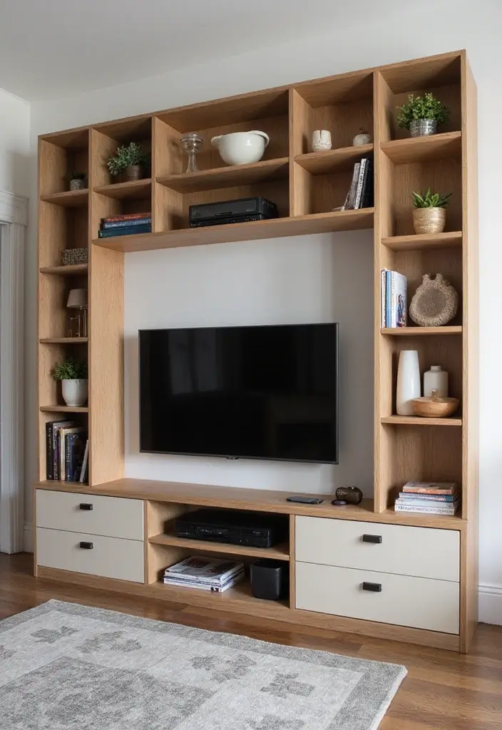 27 Living Room TV Unit Designs That Look Clean and Organized - 20. Smart Storage Solutions