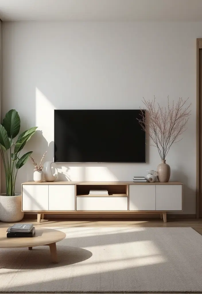 27 Living Room TV Unit Designs That Look Clean and Organized - 3. Minimalist Media Consoles