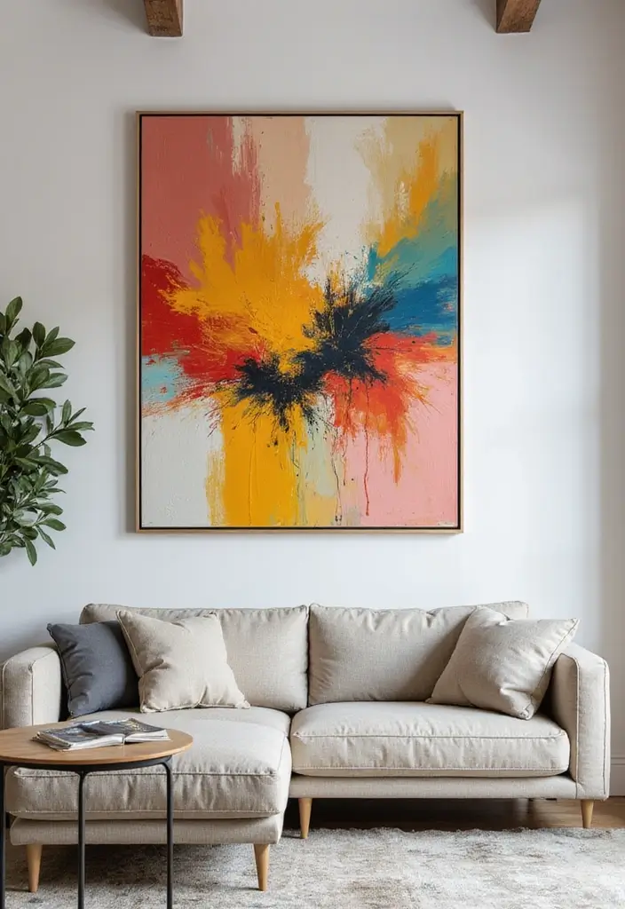 27 Living Room Wall Ideas That Make a Statement - 1. Statement Art Pieces