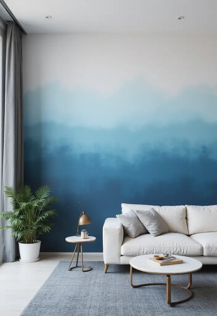 27 Living Room Wall Ideas That Make a Statement - 22. Layering Colors with Ombre