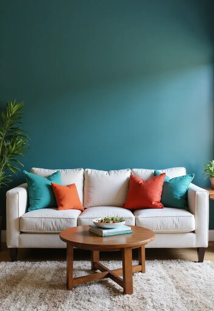 27 Living Room Wall Ideas That Make a Statement - 3. Bold Accent Wall Colors