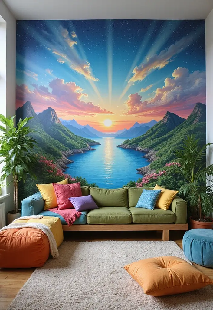 27 Living Room Wall Ideas That Make a Statement - 9. Paint a Unique Mural