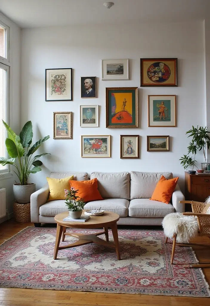 27 Neutral Boho Living Room Ideas That Feel Balanced and Calm - 11. Artistic Touches