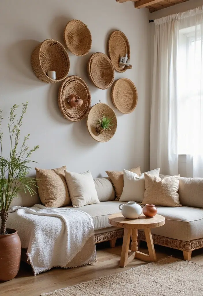 27 Neutral Boho Living Room Ideas That Feel Balanced and Calm - 15. Handcrafted Elements