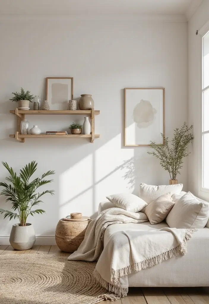 27 Neutral Boho Living Room Ideas That Feel Balanced and Calm - 7. Minimalist Approach