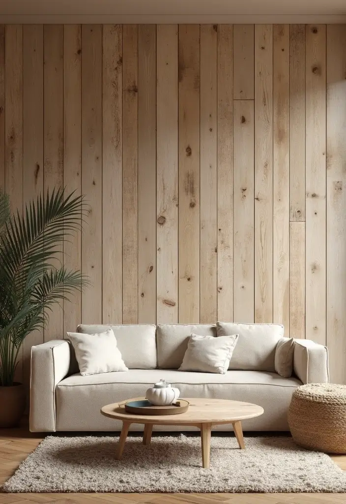 27 Neutral Boho Living Room Ideas That Feel Balanced and Calm - 8. Textured Wall Treatments
