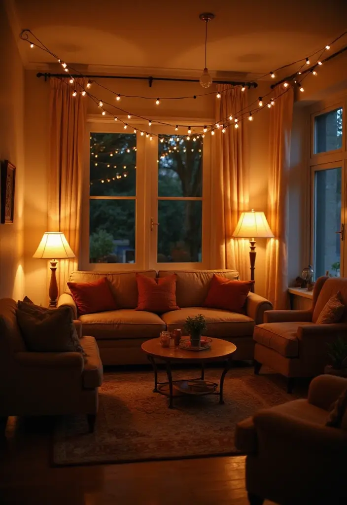 27 Neutral Boho Living Room Ideas That Feel Balanced and Calm - 9. Soft Lighting