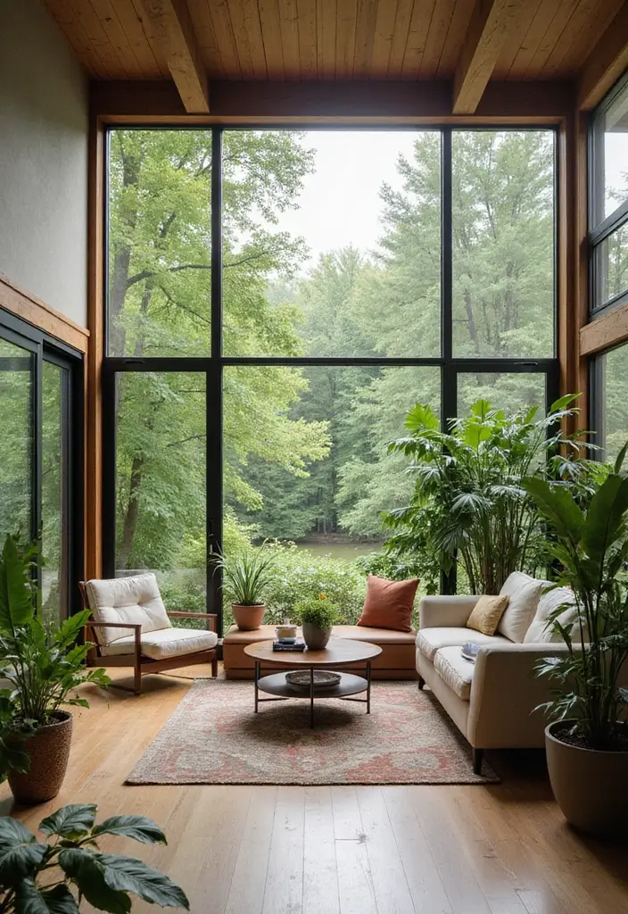 27 Picture Windows Living Room Ideas That Bring in Natural Light - 17. Indoor-Outdoor Living Blend