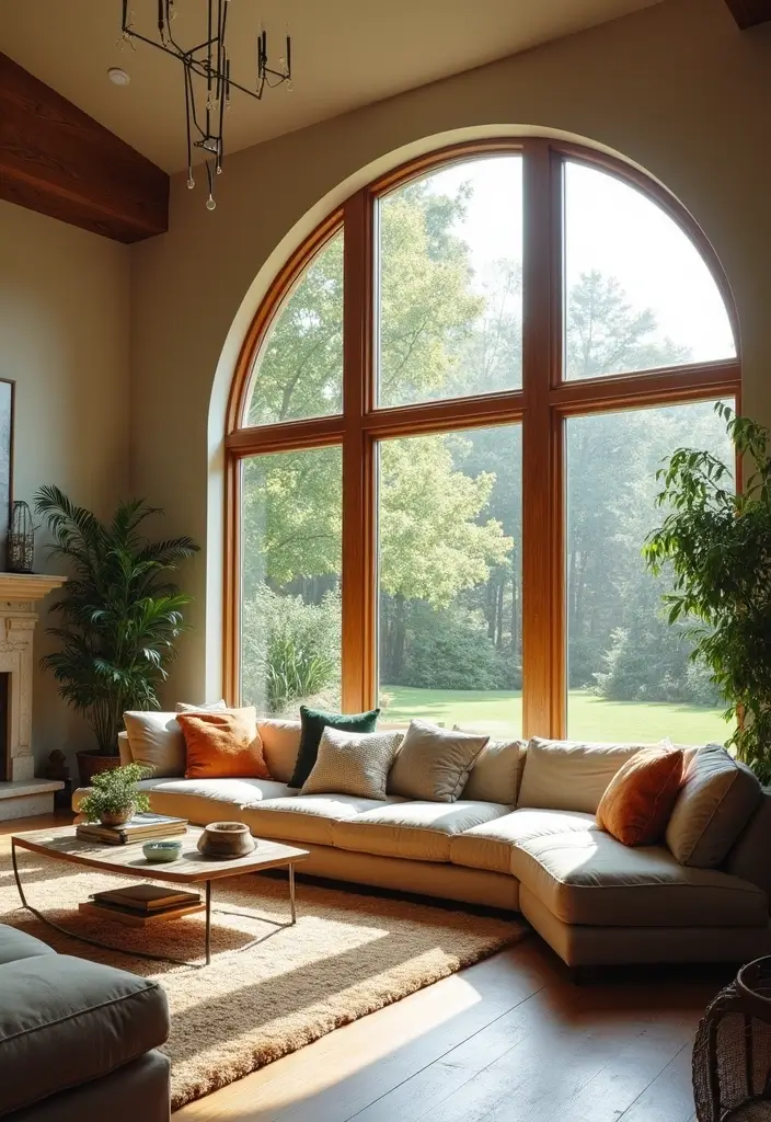 27 Picture Windows Living Room Ideas That Bring in Natural Light - 19. Customized Shapes and Sizes