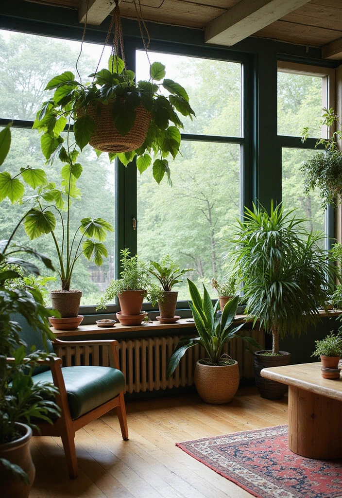 27 Picture Windows Living Room Ideas That Bring in Natural Light - 27. Urban Jungle Aesthetic
